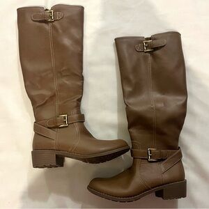 St. John's Bay Doral Block Heel Riding Boots, Taupe - Size 6.5